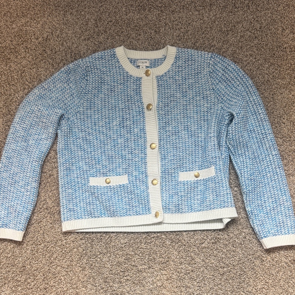 J. Crew Striped Blue and White Cardigan